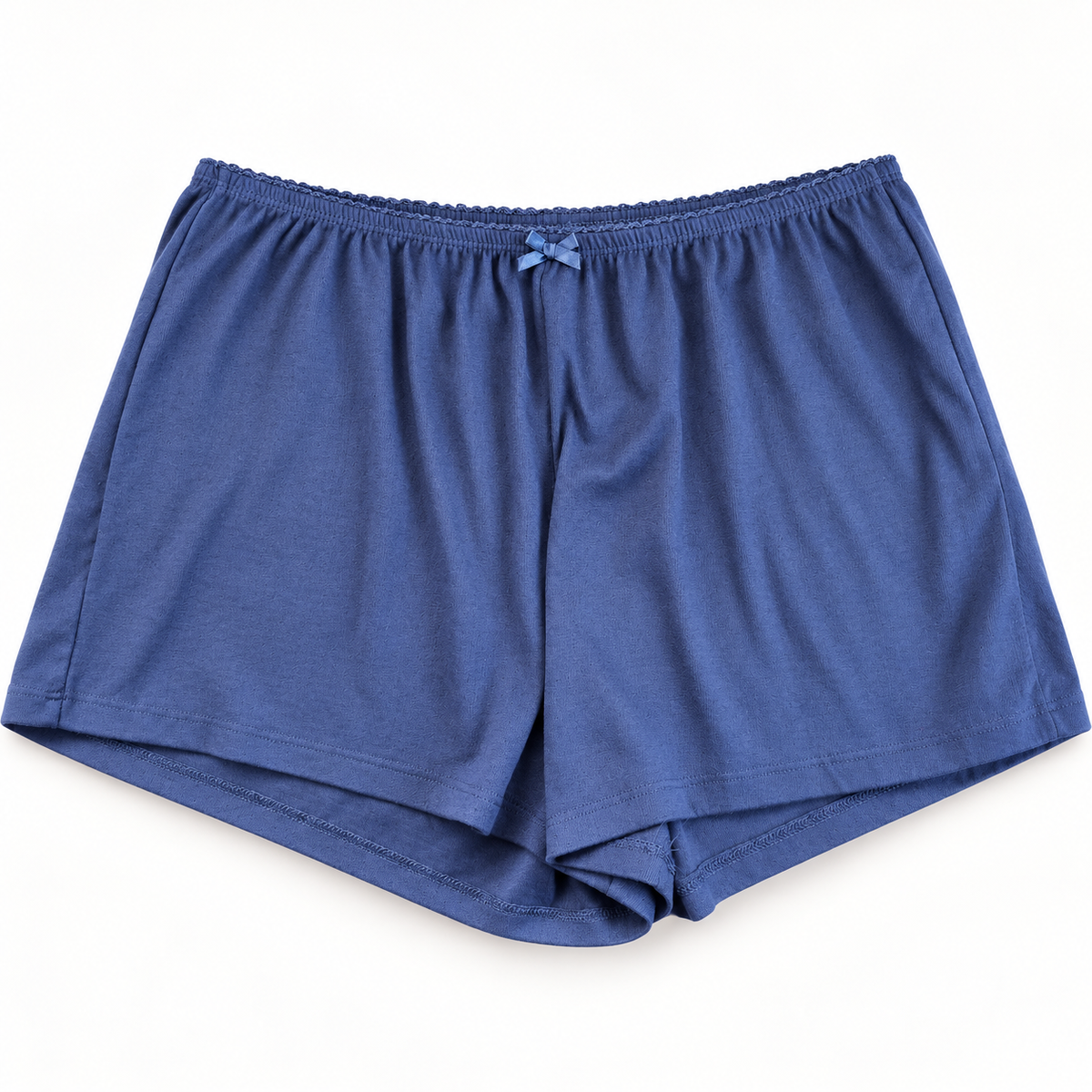 Auden navy women's sleep shorts on a clean studio background