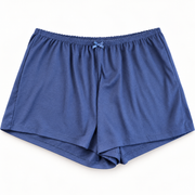 Auden navy women's sleep shorts on a clean studio background