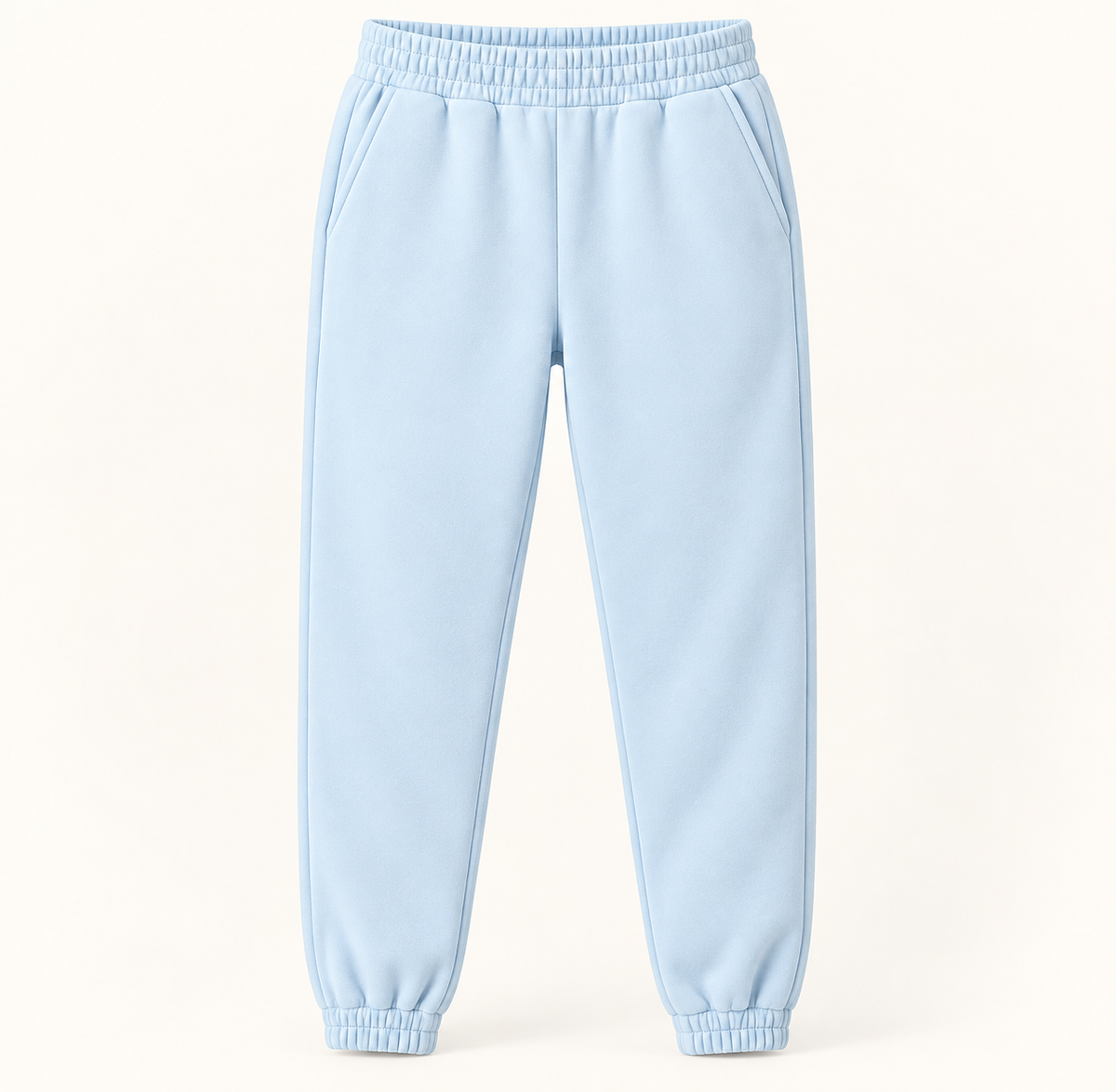 Bloom Seasons light blue fleece joggers studio product photo