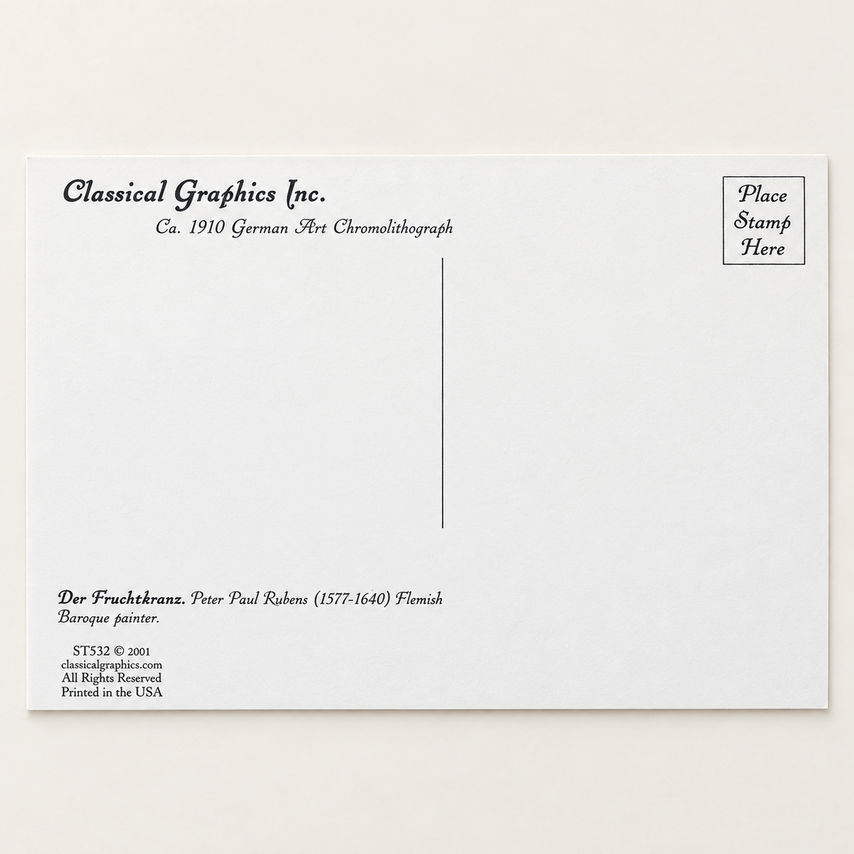 Der Früchtekranz — Peter Paul Rubens Art Postcards — 3-card set; individual card back detail detail