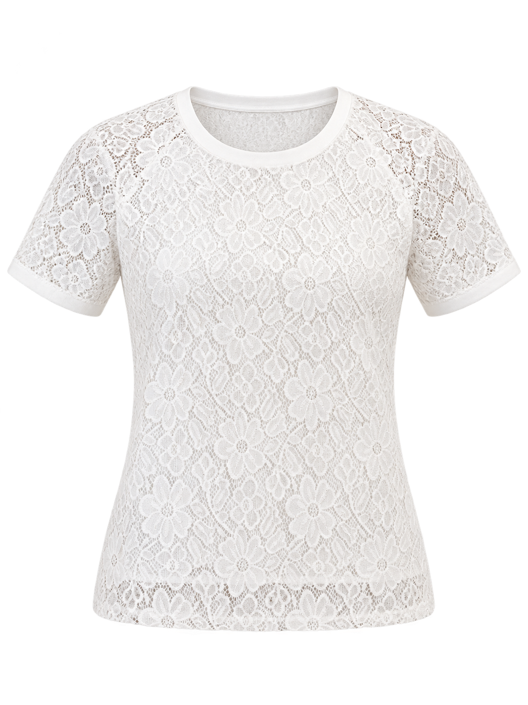 CiciBird white floral lace top studio product photo