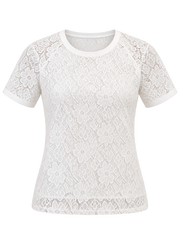 CiciBird white floral lace top studio product photo