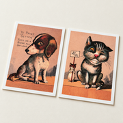 Classical Graphics Victorian dog and cat two-postcard set — detail