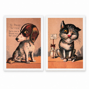 Classical Graphics Victorian dog and cat two-postcard set — hero