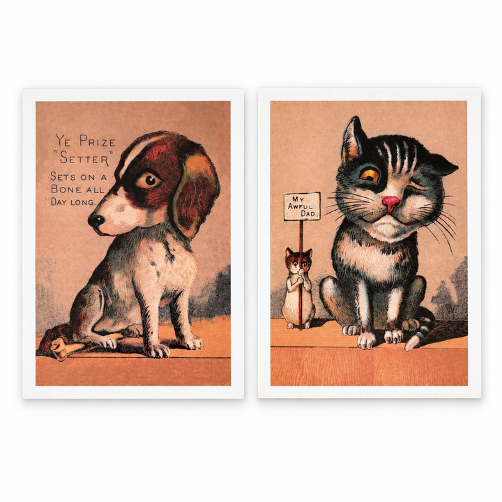 Classical Graphics Victorian dog and cat two-postcard set — hero