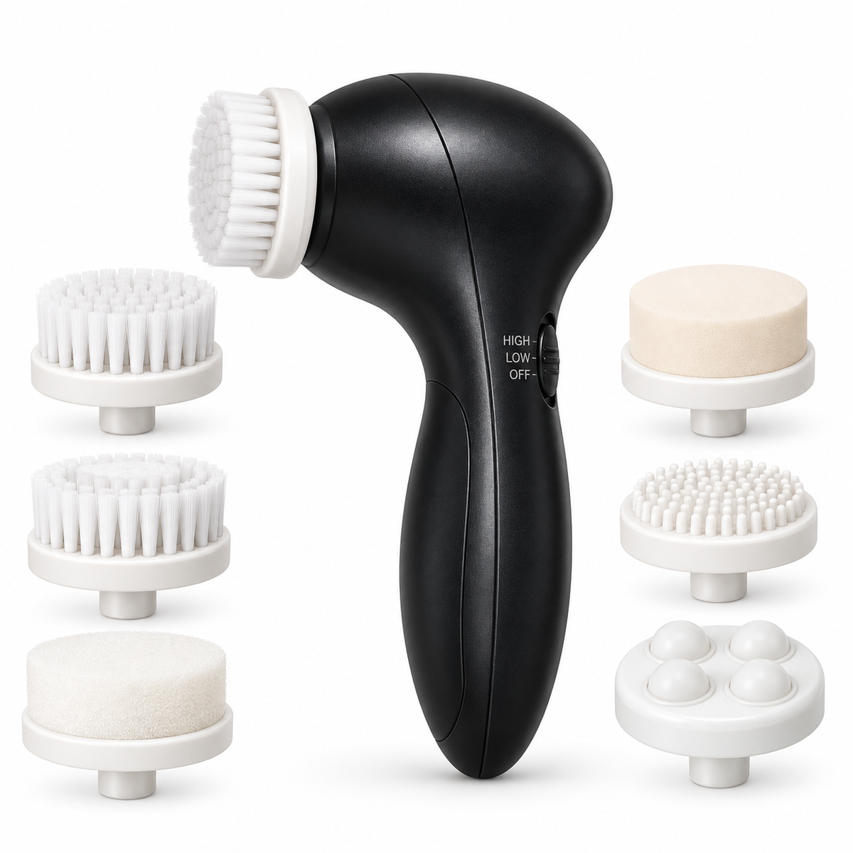 CLSEVXY 6-in-1 Electric Facial Cleansing Brush – Two-Speed Exfoliating Face Scrubber Kit