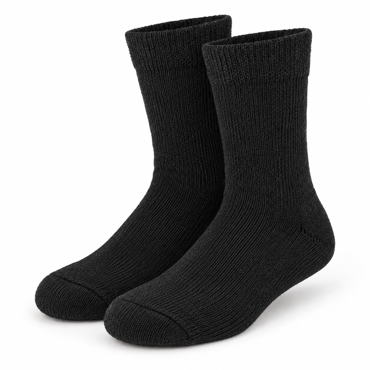 Black non-binding comfort crew socks on a white studio background