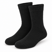 Black non-binding comfort crew socks on a white studio background