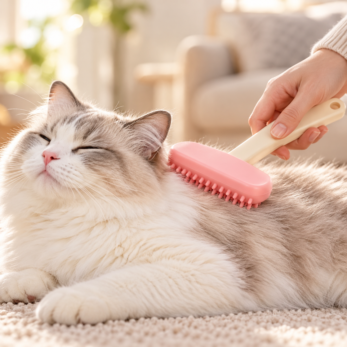 Soft-Bristle Cat Grooming Brush — 1 Piece