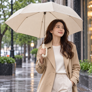 Automatic Folding Rain Umbrella — Ring Handle, 105cm or 125cm Canopy — shown in use; styling props not included