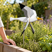 Plastic Seagull Garden Wind Spinner with Iron Pole — 1 Piece