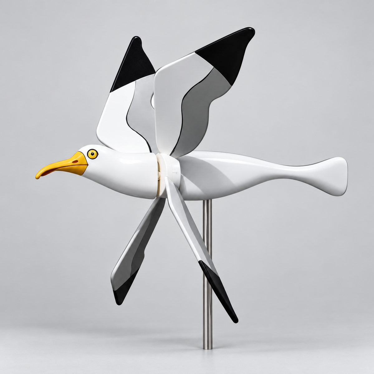 Plastic Seagull Garden Wind Spinner with Iron Pole — 1 Piece