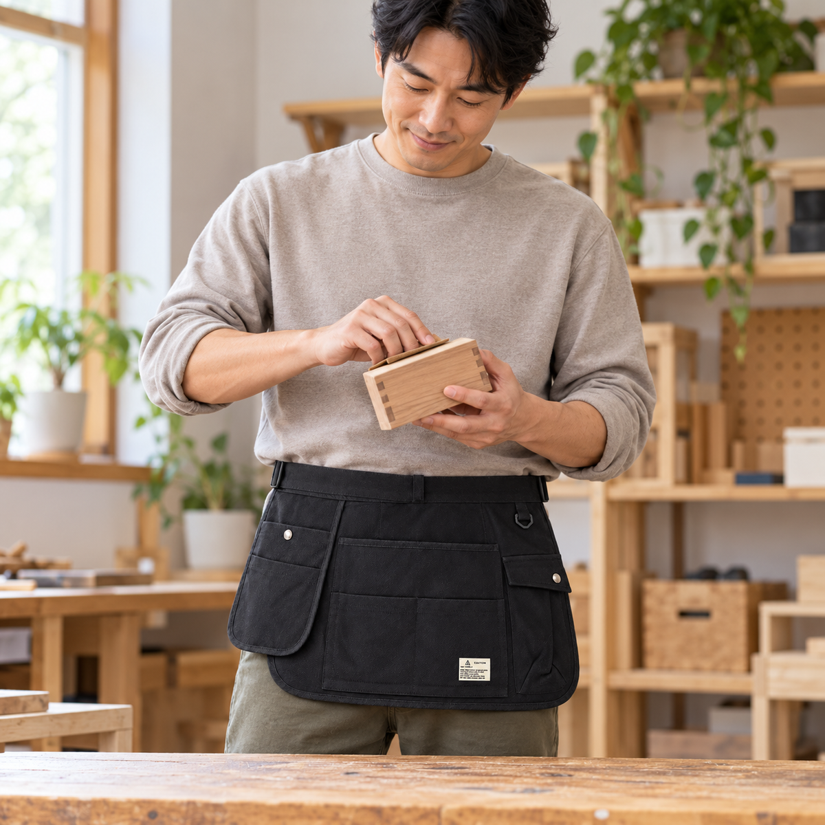 Cotton Canvas Waist Utility Apron with 9 Pockets — 1 Piece, Selected Color