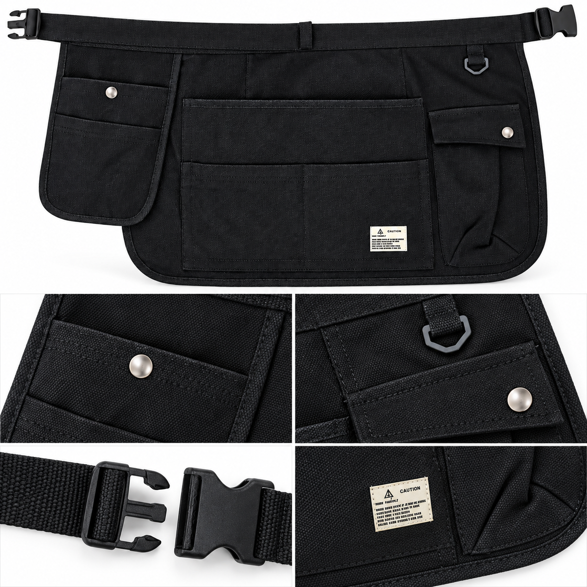 Cotton Canvas Waist Utility Apron with 9 Pockets — 1 Piece, Selected Color