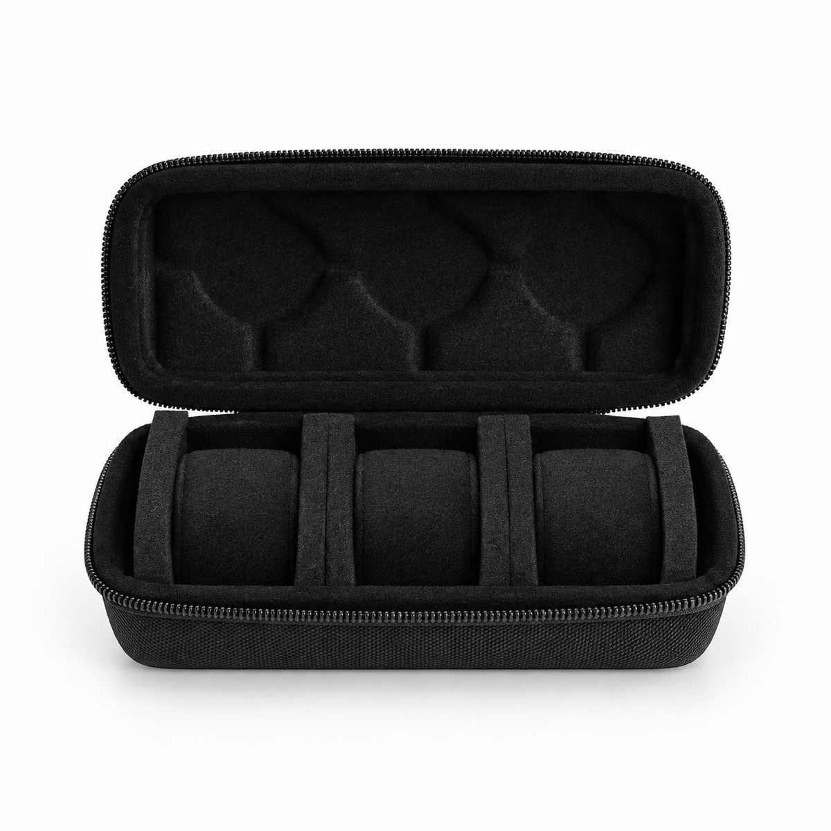 Nylon Watch Travel Case — Black, 3 Slots