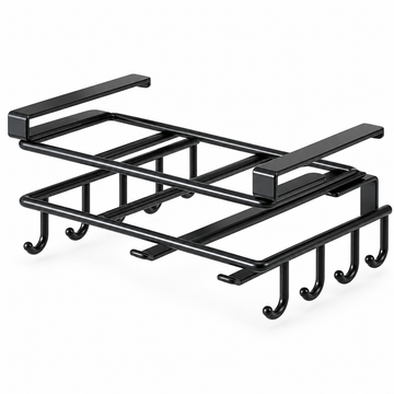 Steel Under-Cabinet Kitchen Organizer Rack — Hanging Rails and Hooks