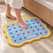 Plush Heart-Pattern Bath Mat with Wavy Border — 40–90 cm, 1 Piece