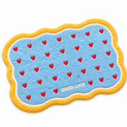 Plush Heart-Pattern Bath Mat with Wavy Border — 40–90 cm, 1 Piece