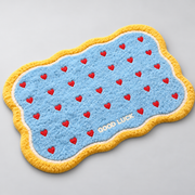 Plush Heart-Pattern Bath Mat with Wavy Border — 40–90 cm, 1 Piece