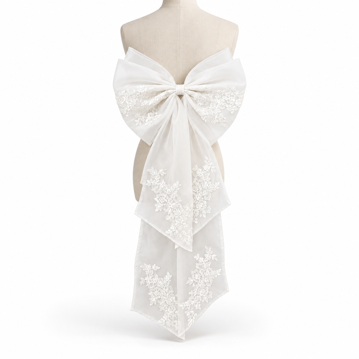 Embroidered Organza Bridal Dress Bow