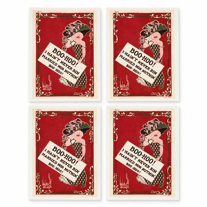 Boo-Hoo Vintage Marriage Humor Postcards — set of four