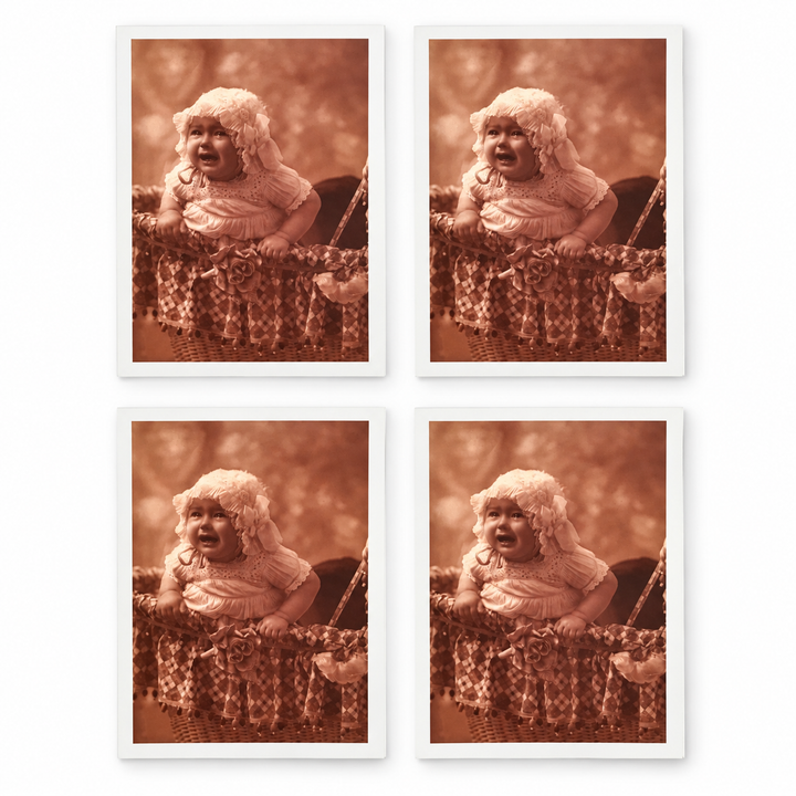 Vintage French Baby in Bonnet Postcards — set of four