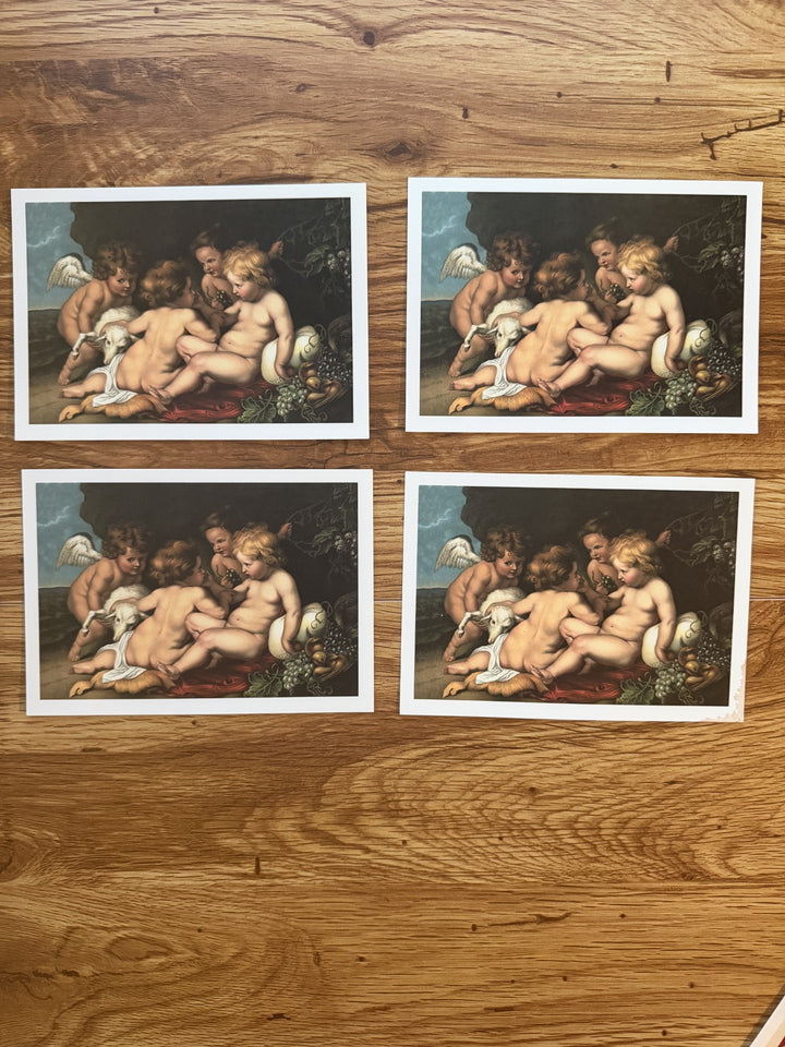 Christ and Saint John with Angels postcard — original front showing edge wear