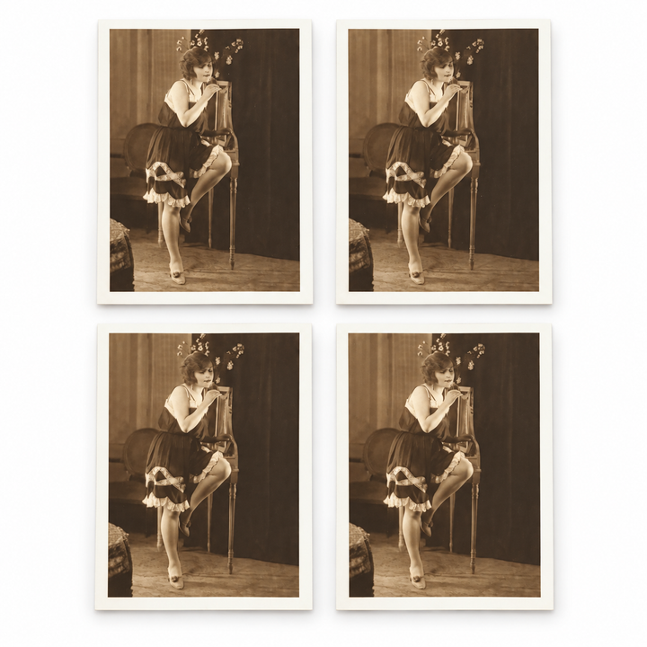 Vintage French Woman by Chair Postcards — set of four