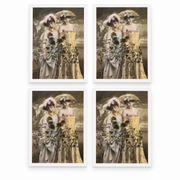 Vintage Women with Sunflowers Photo Postcards — set of four