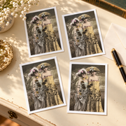 Vintage Women with Sunflowers Photo Postcards — styled set of four
