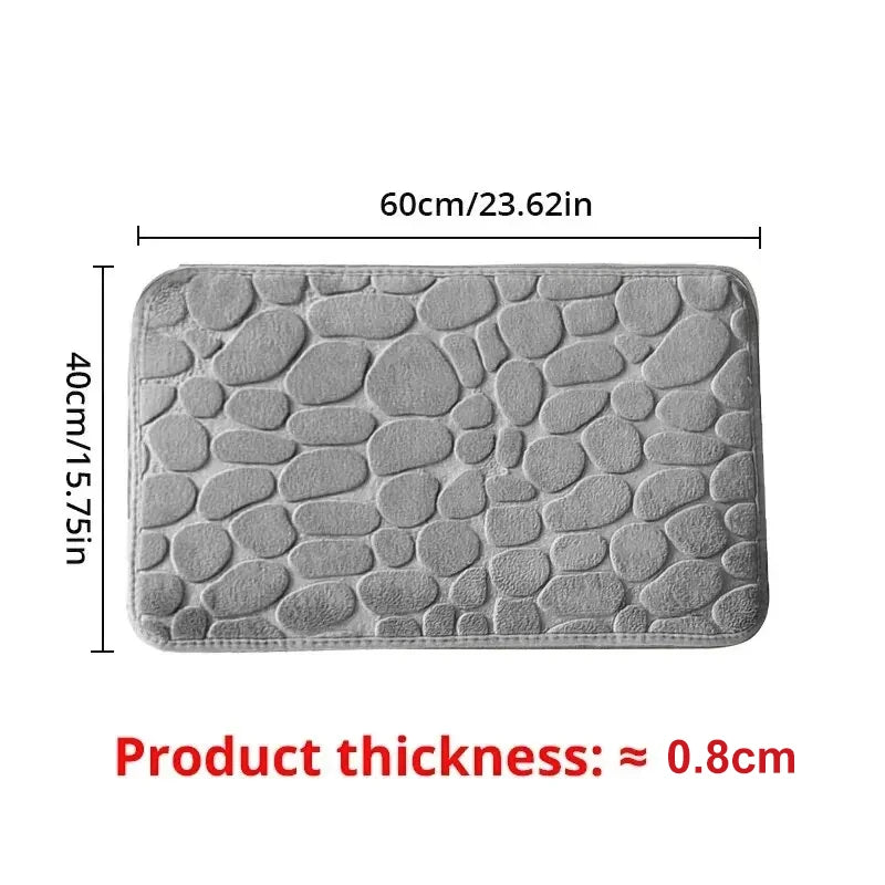 Pebble-Texture Microfiber Bath Mat — 60 × 40 cm, 1 Piece