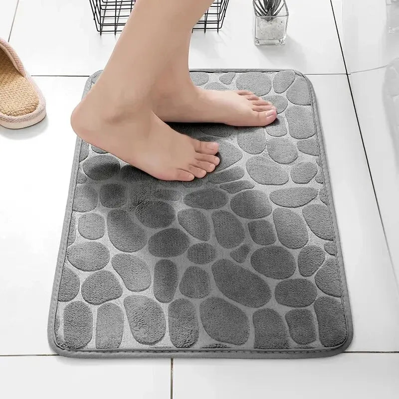Pebble-Texture Microfiber Bath Mat — 60 × 40 cm, 1 Piece