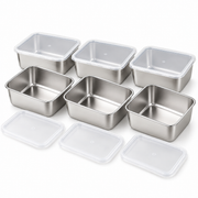 Stainless Steel Food Storage Containers with Lids — Set of 6, 600 mL Each