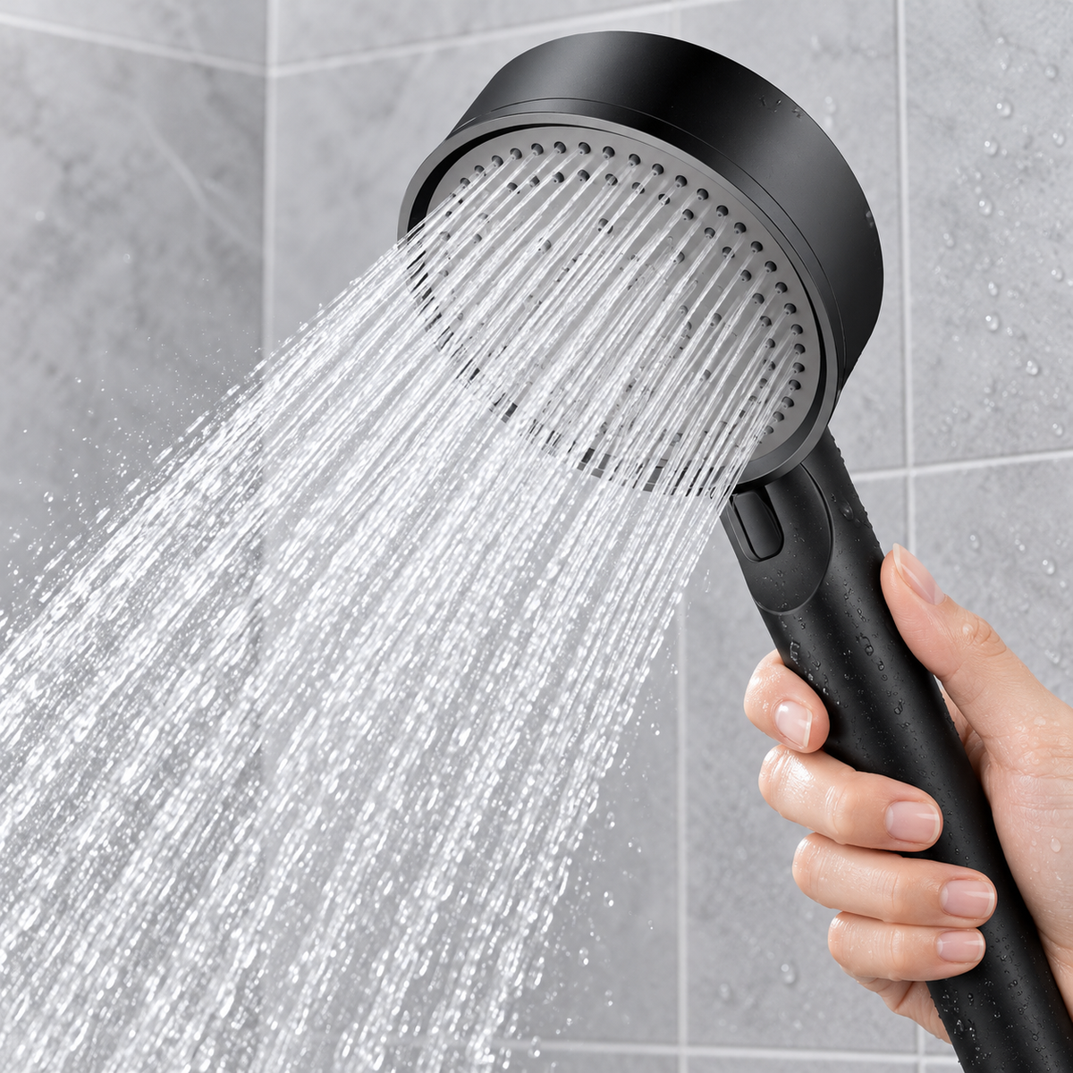 Black Handheld Shower Head with Adjustable Spray