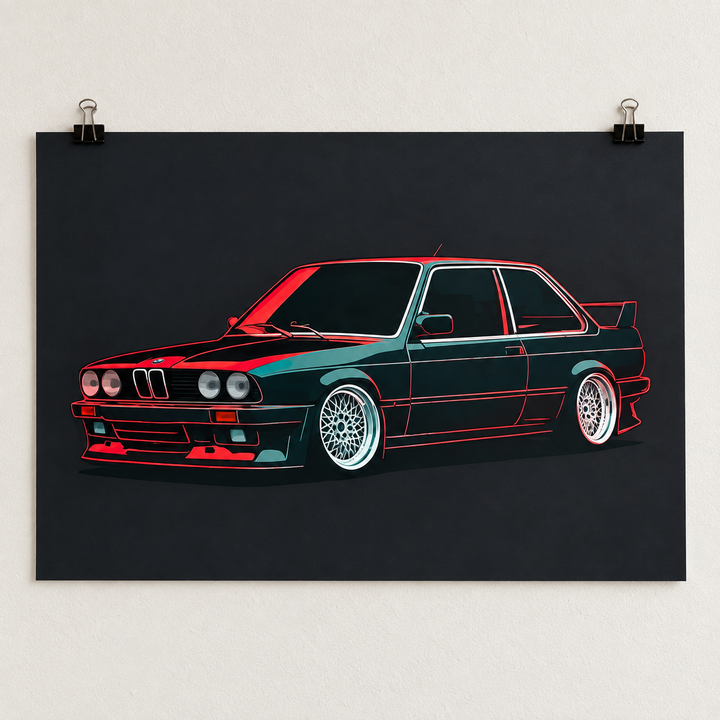 Retro Sports Car Canvas Print, Unframed