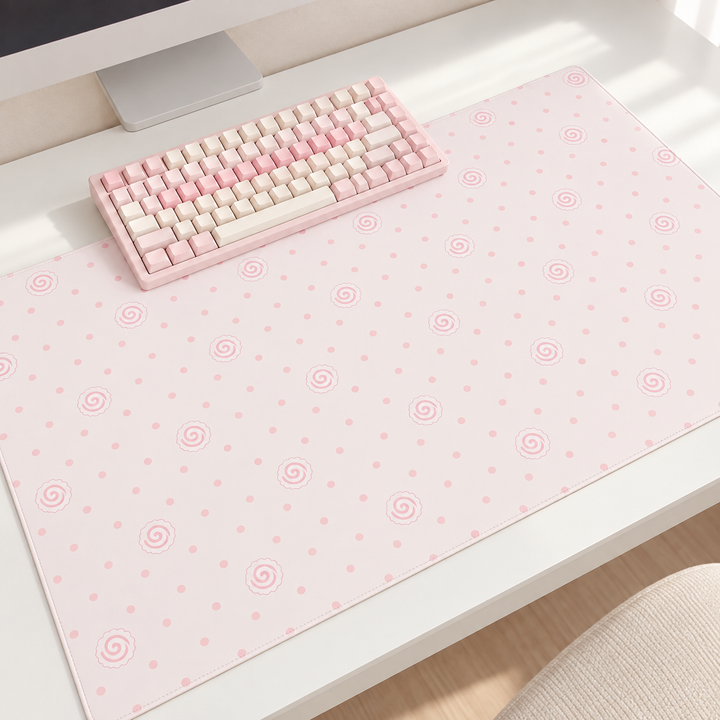 Pink Patterned PU Leather Desk Mat – product view