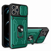 iPhone Case with Card Slot & Rotating Ring Stand — dark green