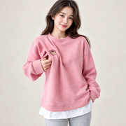 Pink nursing sweatshirt with bear detail