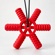 Textured Silicone Sensory Pendants and Chew Sticks — B-red