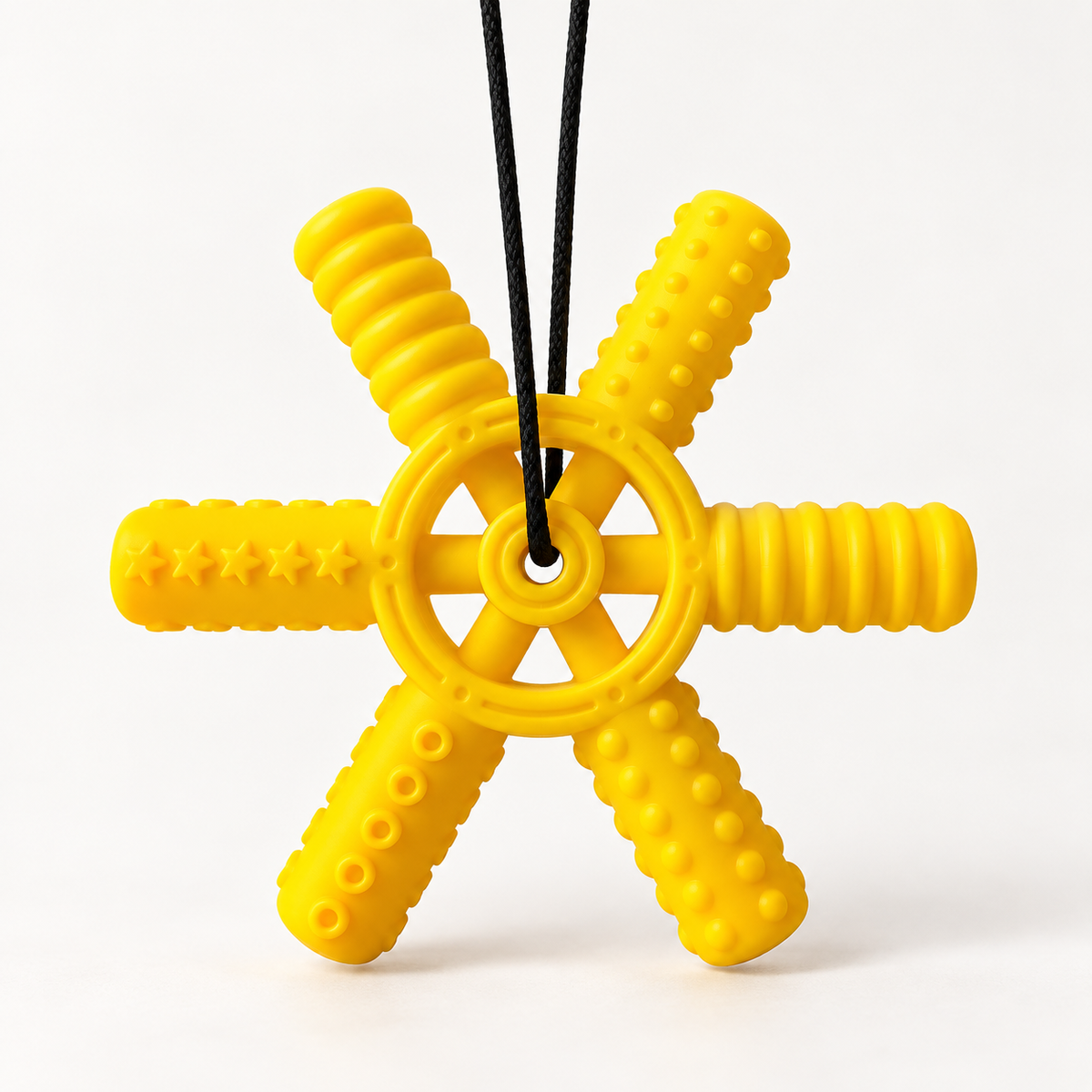 Textured Silicone Sensory Pendants and Chew Sticks — B-yellow