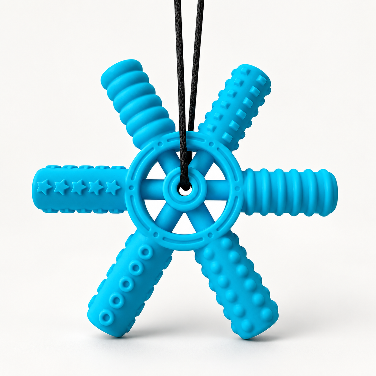 Textured Silicone Sensory Pendants and Chew Sticks — B-blue