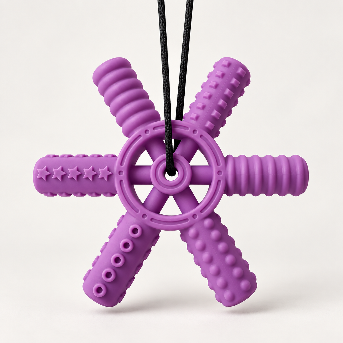 Textured Silicone Sensory Pendants and Chew Sticks — B-purple