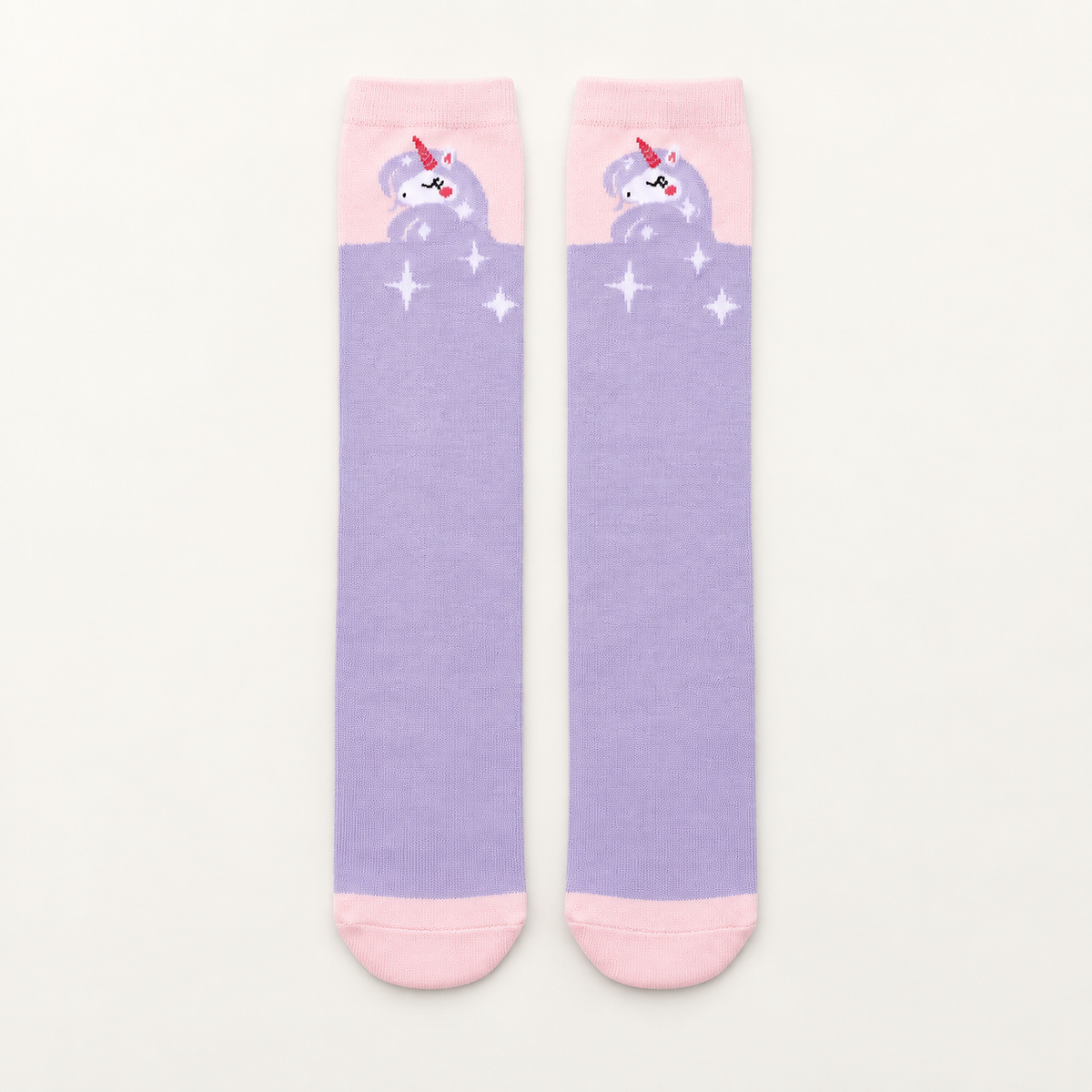 Kids Patterned Knee-High Socks — light purple unicorn