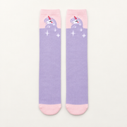 Kids Patterned Knee-High Socks — light purple unicorn