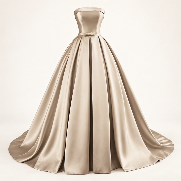 Champagne Strapless Satin A-Line Prom Dress — Champagne / CN / 2