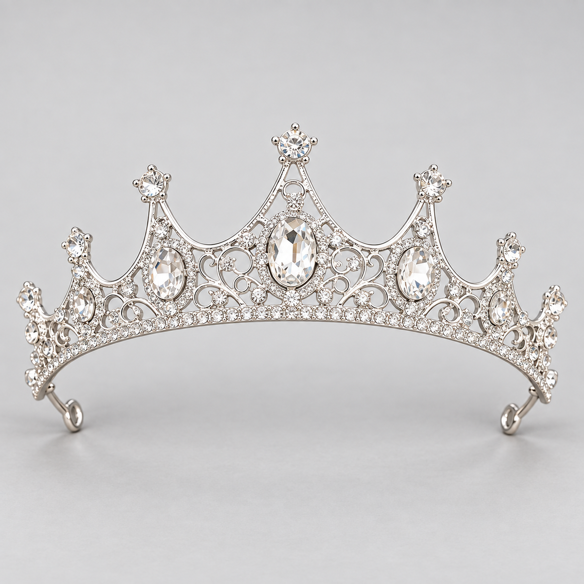 Silver-Tone Rhinestone Bridal Tiaras — Silver 7