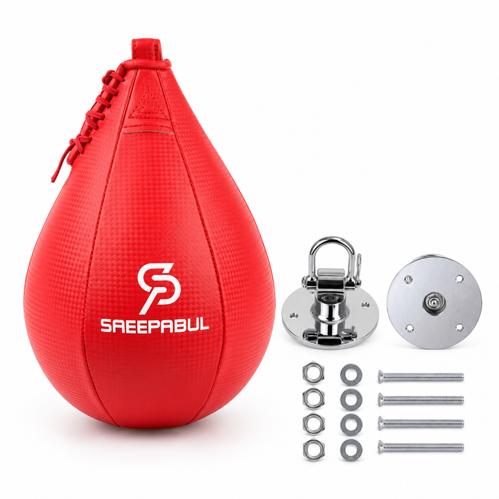 Boxing Speed Bag with Optional Swivel — red with swivel