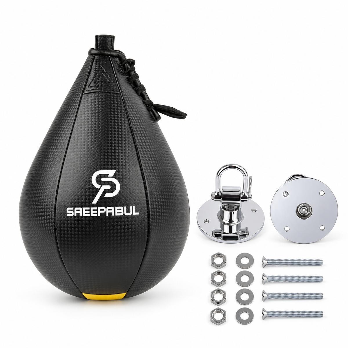 Boxing Speed Bag with Optional Swivel — black with swivel