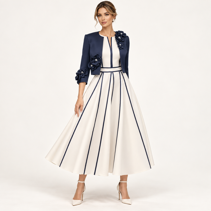 A-Line Occasion Dress with Floral Jacket — photo color 1 / 2