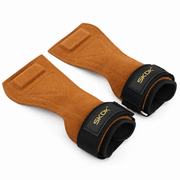 Weightlifting Palm Grips with Wrist Straps — BROWN